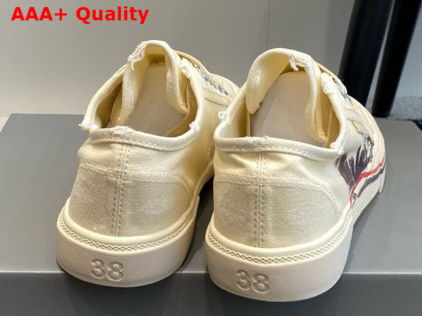 Balenciaga Paris Low Top in White Destroyed Cotton with Balenciaga Print Replica
