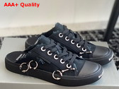 Balenciaga Paris Mule in Black Destroyed Canvas with Piercings Replica