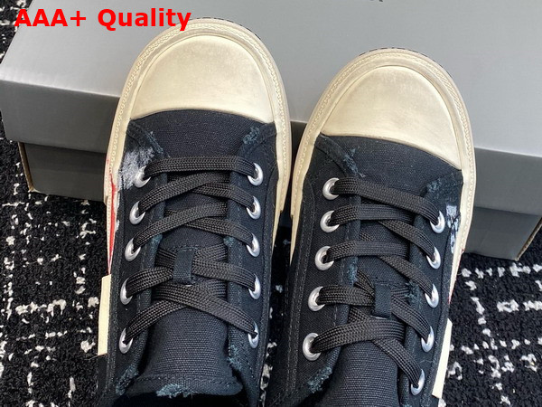 Balenciaga Paris Mule in Black Destroyed Cotton with Balenciaga Print Replica