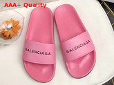 Balenciaga Pool Sandals in Pink Lambskin and Black Balenciaga Logo Replica