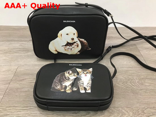 Balenciaga Puppy and Kitten Everyday Camera Bag in Black Calfskin Replica