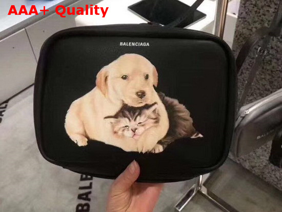 Balenciaga Puppy and Kitten Everyday Camera Bag in Black Calfskin Replica