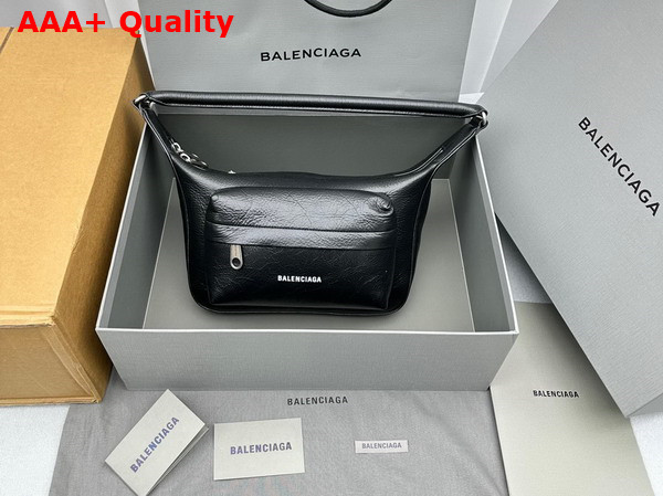 Balenciaga Raver Medium Bag with Handle in Black Arena Lambskin with Aged Silver Hardware Replica
