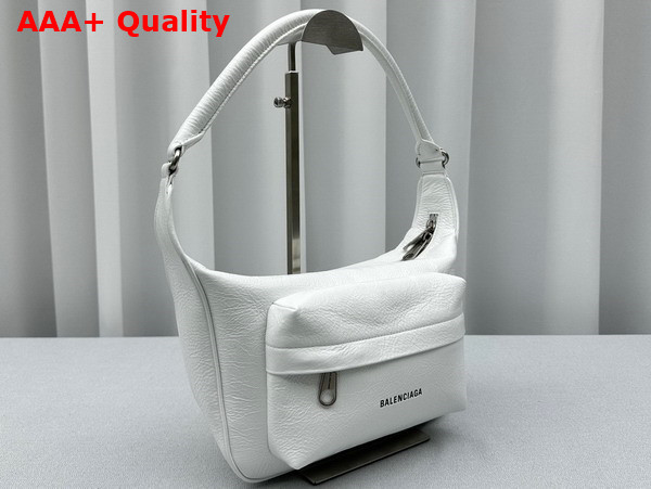 Balenciaga Raver Medium Bag with Handle in White Arena Lambskin with Aged Silver Hardware Replica