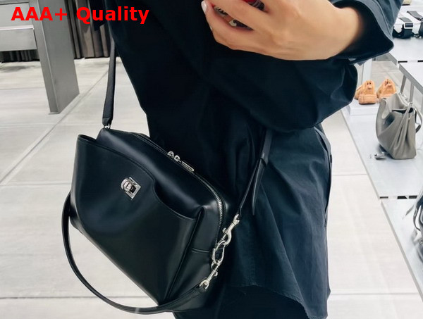 Balenciaga Rodeo Camera Bag in Black Smooth Calfskin Aged Silver Hardware Replica