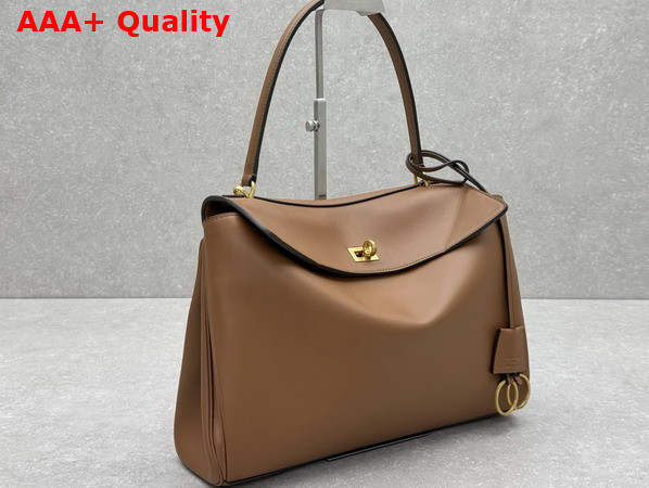 Balenciaga Rodeo Handbag Medium Tan Smooth Calfskin Aged Gold Hardware Replica