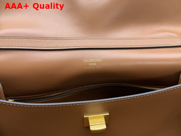 Balenciaga Rodeo Handbag Medium Tan Smooth Calfskin Aged Gold Hardware Replica