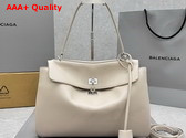 Balenciaga Rodeo Handbag Medium in Almond Smooth Calfskin Aged Silver Hardware Replica