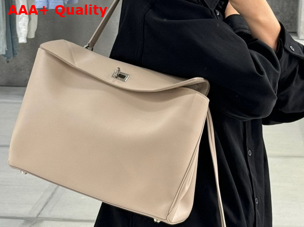 Balenciaga Rodeo Handbag Medium in Almond Smooth Calfskin Aged Silver Hardware Replica