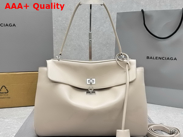 Balenciaga Rodeo Handbag Medium in Almond Smooth Calfskin Aged Silver Hardware Replica