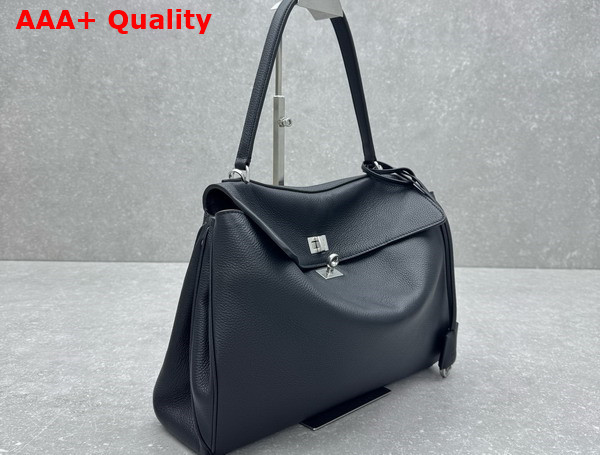 Balenciaga Rodeo Handbag Medium in Black Grained Calfskin Aged Silver Hardware Replica