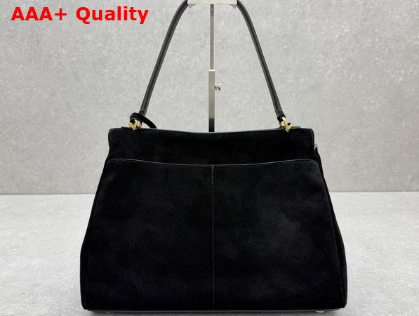 Balenciaga Rodeo Handbag Medium in Black Suede Calfskin and Smooth Calfskin Aged Gold Hardware Replica