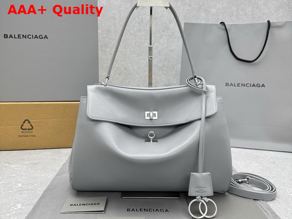 Balenciaga Rodeo Handbag Medium in Cloud Grey Smooth Calfskin Aged Silver Hardware Replica