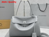 Balenciaga Rodeo Handbag Medium in Cloud Grey Smooth Calfskin Aged Silver Hardware Replica