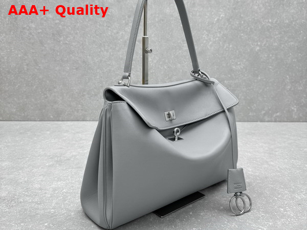 Balenciaga Rodeo Handbag Medium in Cloud Grey Smooth Calfskin Aged Silver Hardware Replica