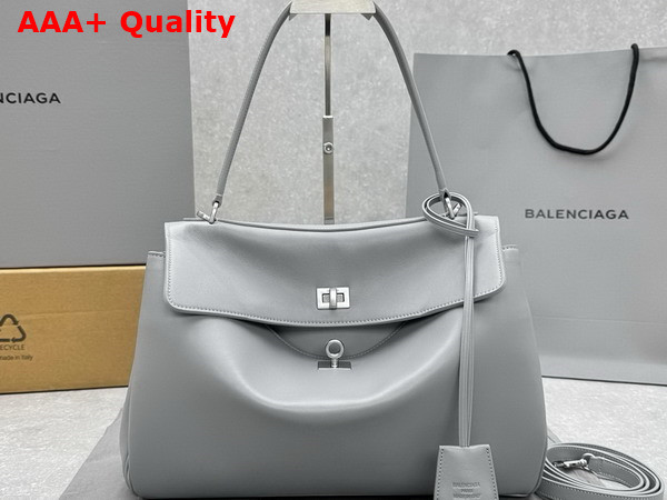 Balenciaga Rodeo Handbag Medium in Cloud Grey Smooth Calfskin Aged Silver Hardware Replica