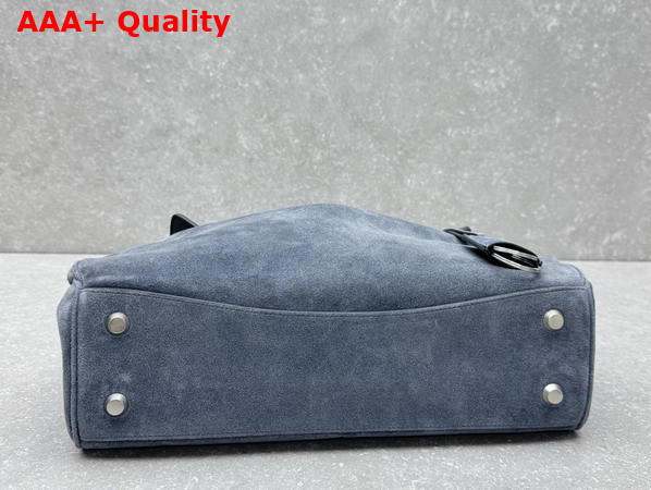 Balenciaga Rodeo Handbag Medium in Faded Dark Blue Suede Calfskin Aged Silver Hardware Replica
