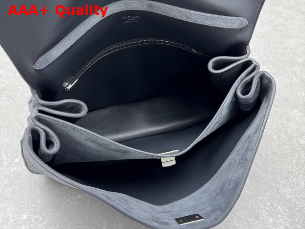 Balenciaga Rodeo Handbag Medium in Faded Dark Blue Suede Calfskin Aged Silver Hardware Replica