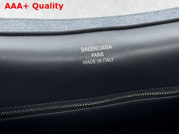 Balenciaga Rodeo Handbag Medium in Faded Dark Blue Suede Calfskin Aged Silver Hardware Replica