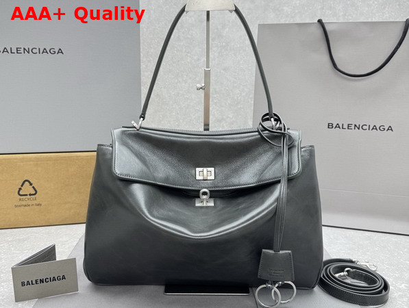 Balenciaga Rodeo Handbag Medium in Gray Cowboy Vegetable Tanned Lambskin Aged Silver Hardware Replica