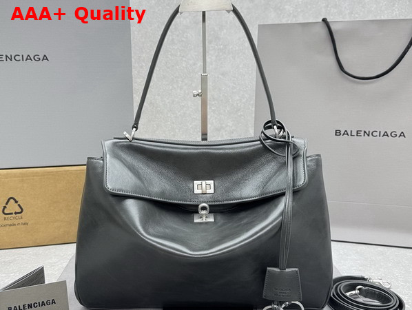 Balenciaga Rodeo Handbag Medium in Gray Cowboy Vegetable Tanned Lambskin Aged Silver Hardware Replica