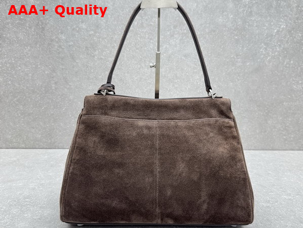 Balenciaga Rodeo Handbag Medium in Light Espresso Waxed Suede Calfskin and Smooth Calfskin Aged Silver Hardware Replica