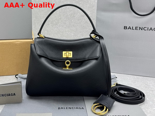 Balenciaga Rodeo Handbag Mini in Black Grained Calfskin Replica