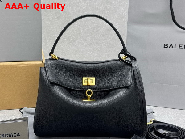 Balenciaga Rodeo Handbag Mini in Black Grained Calfskin Replica