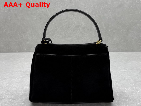 Balenciaga Rodeo Handbag Mini in Black Suede Calfskin and Smooth Calfskin Aged Gold Hardware Replica