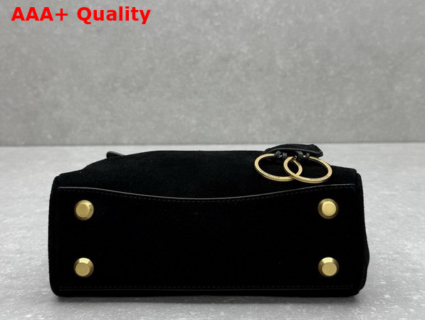 Balenciaga Rodeo Handbag Mini in Black Suede Calfskin and Smooth Calfskin Aged Gold Hardware Replica