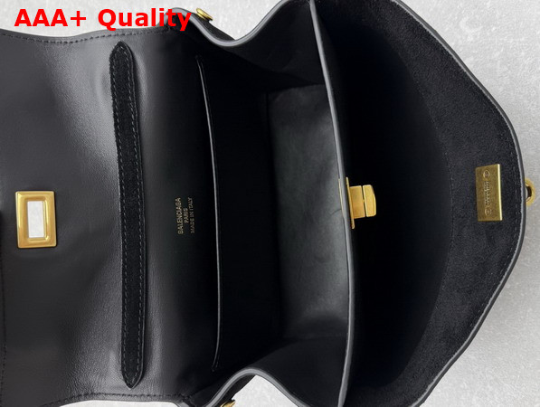Balenciaga Rodeo Handbag Mini in Black Suede Calfskin and Smooth Calfskin Aged Gold Hardware Replica