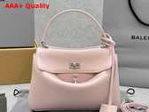 Balenciaga Rodeo Handbag Mini in Suede Pink Smooth Calfskin Aged Silver Hardware Replica