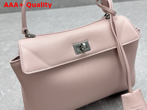 Balenciaga Rodeo Handbag Mini in Suede Pink Smooth Calfskin Aged Silver Hardware Replica