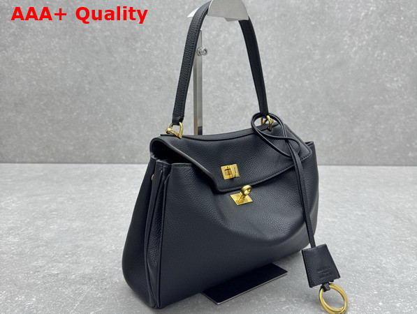 Balenciaga Rodeo Handbag Small in Black Grained Calfskin Aged Gold Hardware Replica