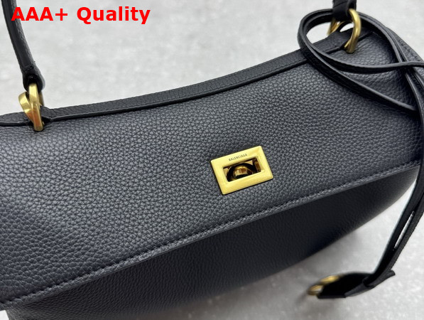 Balenciaga Rodeo Handbag Small in Black Grained Calfskin Aged Gold Hardware Replica