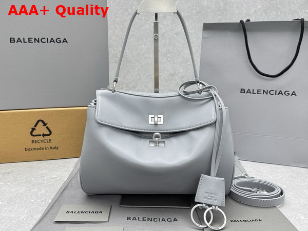 Balenciaga Rodeo Handbag Small in Cloud Grey Smooth Calfskin Aged Silver Hardware Replica