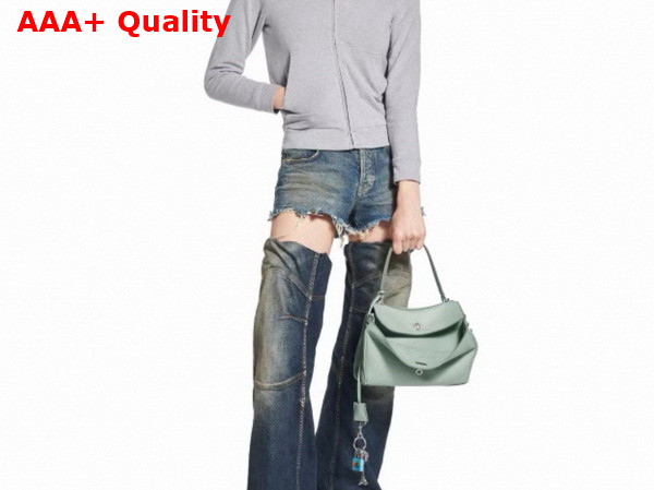 Balenciaga Rodeo Handbag Small in Mineral Green Smooth Calfskin Aged Silver Hardware Replica