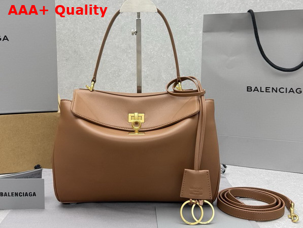 Balenciaga Rodeo Handbag Small in New Tan Smooth Calfskin Aged Gold Hardware Replica