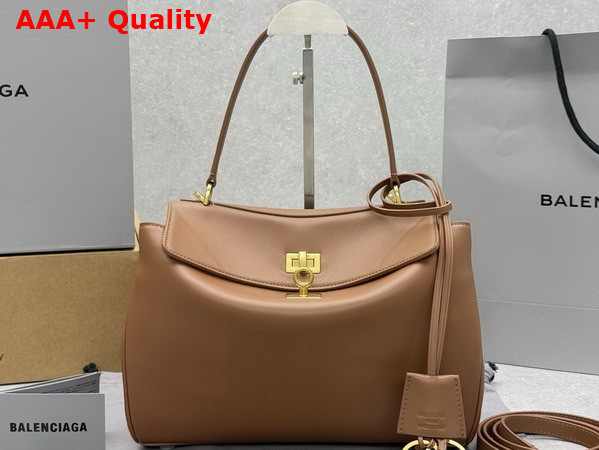 Balenciaga Rodeo Handbag Small in New Tan Smooth Calfskin Aged Gold Hardware Replica