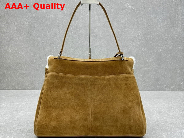 Balenciaga Rodeo Large Handbag in Natural Suede and Shearling Replica