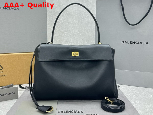 Balenciaga Rodeo Medium Handbag in Black Smooth Calfskin Replica