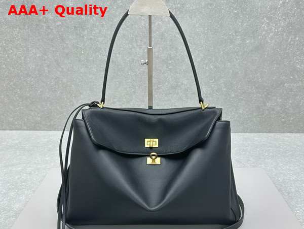 Balenciaga Rodeo Medium Handbag in Black Smooth Calfskin Replica