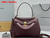 Balenciaga Rodeo Medium Handbag in Dark Burgundy Smooth Calfskin Aged Gold Hardware Replica