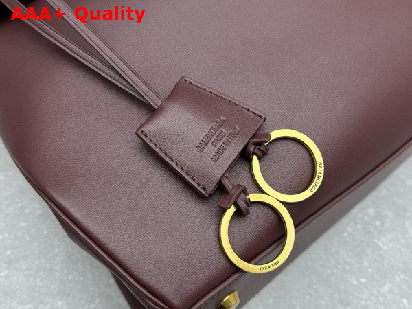 Balenciaga Rodeo Medium Handbag in Dark Burgundy Smooth Calfskin Aged Gold Hardware Replica