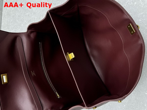 Balenciaga Rodeo Medium Handbag in Dark Burgundy Smooth Calfskin Aged Gold Hardware Replica