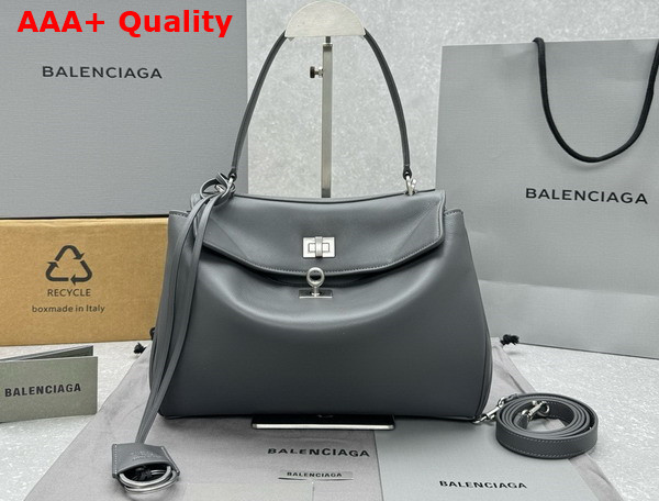 Balenciaga Rodeo Medium Handbag in Grey Smooth Calfskin Replica