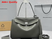 Balenciaga Rodeo Medium Handbag in Khaki Smooth Calfskin Aged Silver Hardware Replica