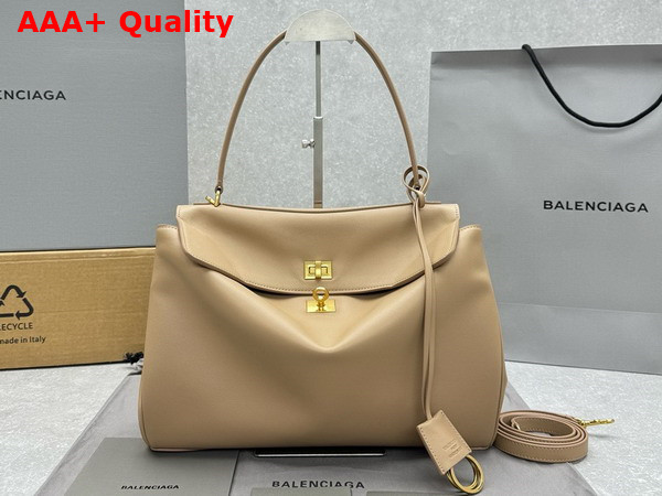 Balenciaga Rodeo Medium Handbag in Latte Smooth Calfskin Aged Gold Hardware Replica