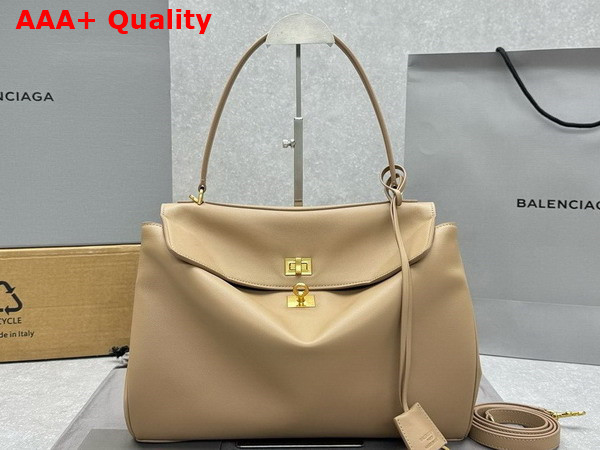 Balenciaga Rodeo Medium Handbag in Latte Smooth Calfskin Aged Gold Hardware Replica