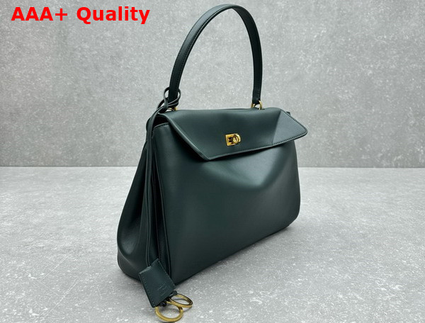Balenciaga Rodeo Medium Handbag in Pine Green Smooth Calfskin Aged Gold Hardware Replica